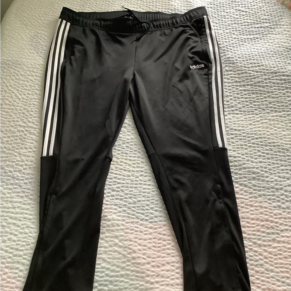 adidas Black Track Pants with White Three-Stripe